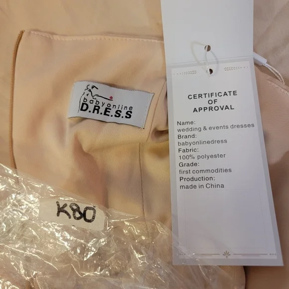 NWT neutral female dress with chiffon cowl back, cups and slit floor length - Picture 6 of 6